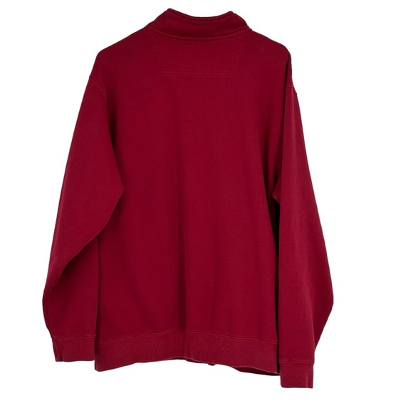 Vintage Men’s Size Large Tall Red Cotton/Polyester 1/4 Zip Sweatshirt w Pockets - Picture 6 of 8
